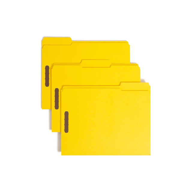 SMEAD MFG CO 2K2-153LY-1&3 Smead Color Reinforced Tab Fastener Folders, Letter Size, 1/3 Cut, Yellow, Pack Of 50