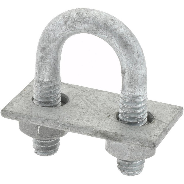 Gibraltar GIB53605 Round U-Bolt: With Mount Plate, 1/4-20 UNC, 3/4" Thread Length, for 1/4" Pipe, Steel