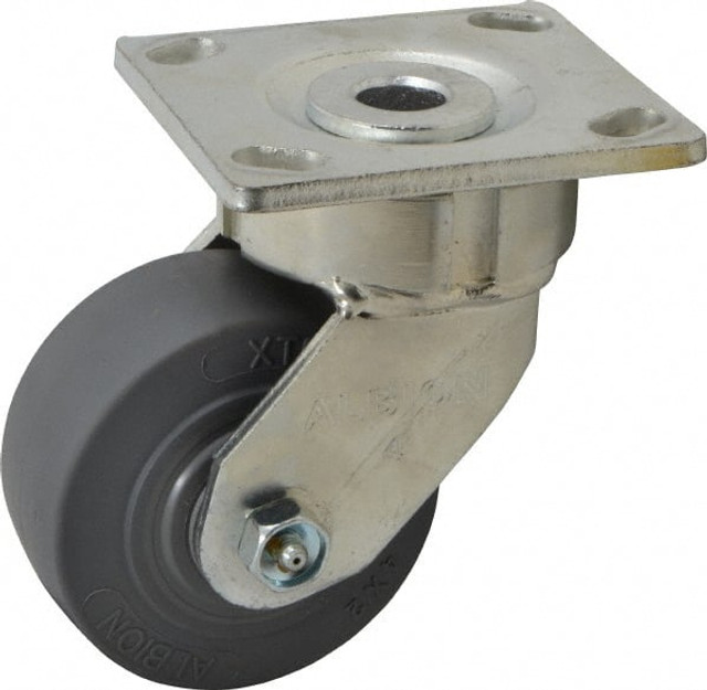 Albion 18XS04201S Rigid & Swivel Top Plate Caster: Soft Rubber, 4" Wheel Dia, 2" Wheel Width, 350 lb Capacity, 5-5/8" OAH