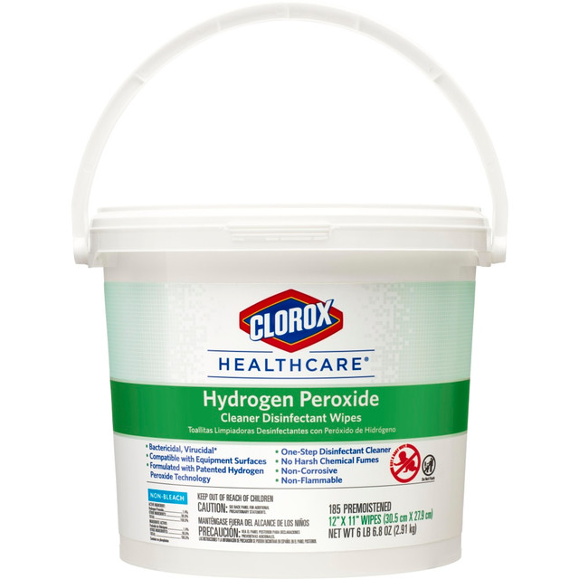 THE CLOROX COMPANY 30826 Clorox Healthcare Hydrogen Peroxide Disinfecting Wipes, 11in x 12in, Canister Of 185 Wipes THE CLOROX COMPANY 30826 Clorox Healthcare Hydrogen Peroxide Disinfecting Wipes, 11in x 12in, Canister Of 185 Wipes