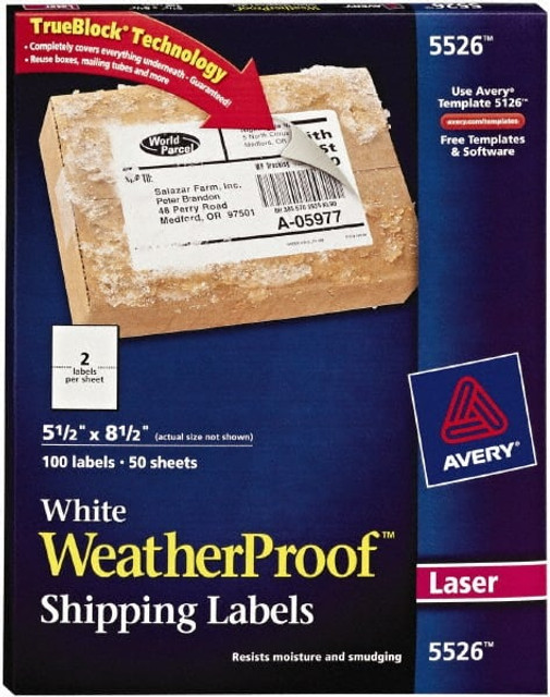 AVERY 05526 8-1/2" x 8-1/2" White Polyester Shipping Label