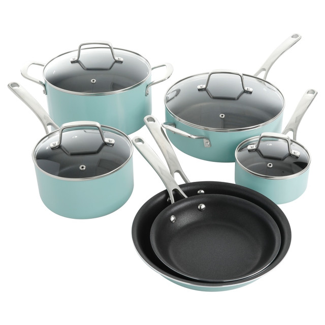 GIBSON OVERSEAS INC. 995116580M Martha Stewart Aluminum Cookware Set, Mint GIBSON OVERSEAS INC. 995116580M Martha Stewart Aluminum Cookware Set, Mint