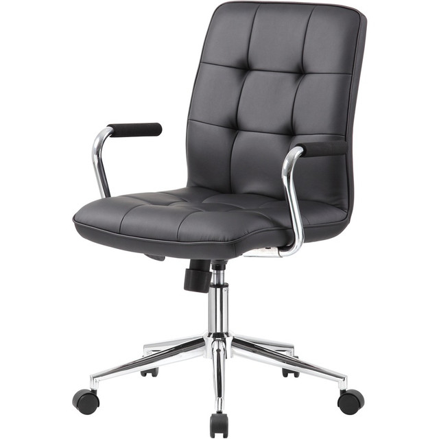 Norstar Office Products Inc Boss B331BK Boss Modern Office Chair with Chrome Arms