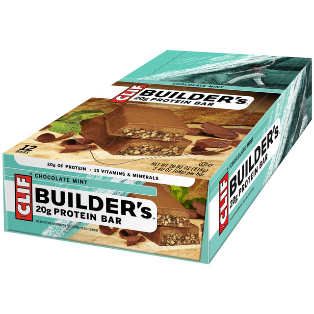 CLIF BAR AND COMPANY 160044 Clif Bar Builders Chocolate Mint Protein Bars, 2.4 Oz, Box Of 12 Bars CLIF BAR AND COMPANY 160044 Clif Bar Builders Chocolate Mint Protein Bars, 2.4 Oz, Box Of 12 Bars