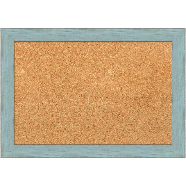 UNIEK INC. A42703907475 Amanti Art Cork Bulletin Board, 20in x 14in, Natural, Sky Blue Rustic Wood Frame