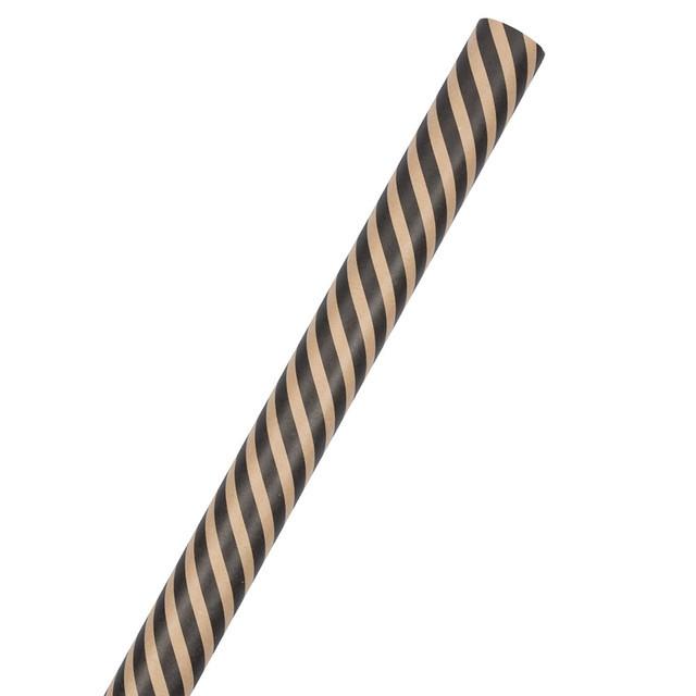 JAM PAPER AND ENVELOPE 165KS25BLOD JAM Paper Wrapping Paper, Striped, 25 Sq Ft, Black & Brown Kraft