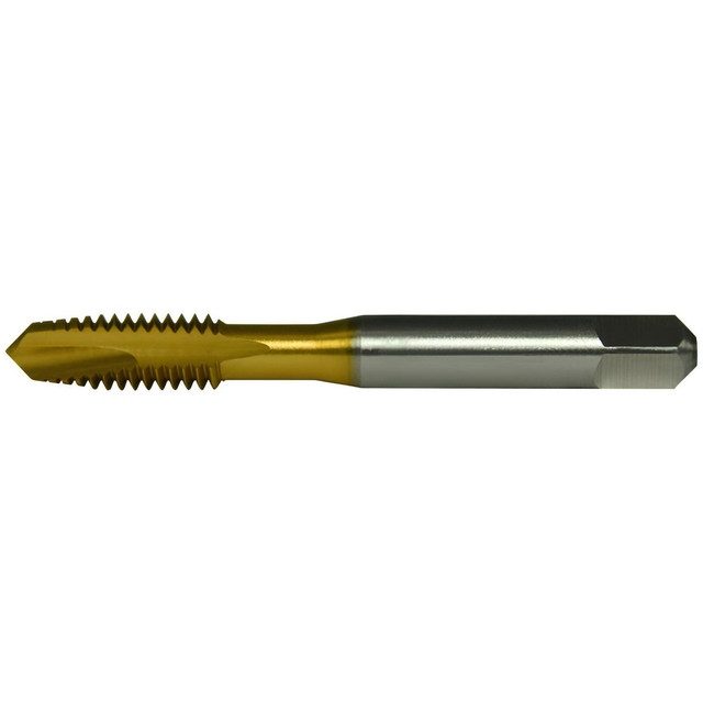 Greenfield Threading 356510 Spiral Point Tap: #6-32 UNC, 2 Flutes, Bottoming Chamfer, 2B Class of Fit, High-Speed Steel, TiN Coated