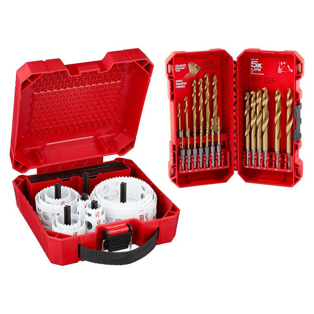 Milwaukee Tool 1545701/3552725 Hole Saw Kits; Minimum Saw Diameter (Decimal Inch): 3/4 ; Maximum Saw Diameter (Decimal Inch): 4-1/2 ; Number of Hole Saws: 13 ; Cutting Edge Style: Toothed ; Material: Bi-Metal ; Material Application: Duct; Metal; Plas