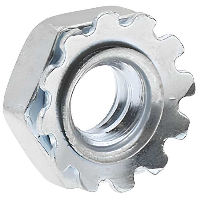 Value Collection KEPI-100-100BX #10-24, Zinc Plated, Steel K-Lock Hex Nut with External Tooth Lock Washer