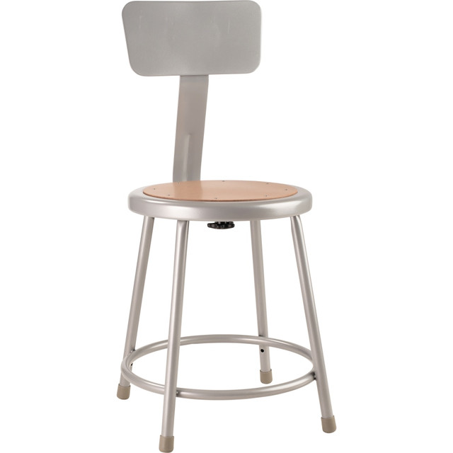 OKLAHOMA SOUND CORPORATION 6218B/1 National Public Seating Hardboard Stool With Back, 18inH, Gray