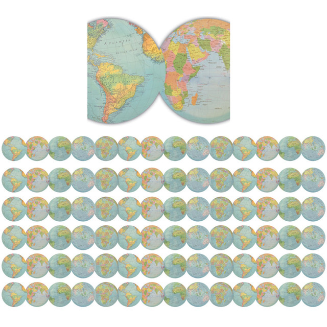 EDUCATORS RESOURCE Teacher Created Resources TCR8640-6  Die-Cut Border Trim, Travel The Map Globes, 35' Per Pack, Set Of 6 Packs