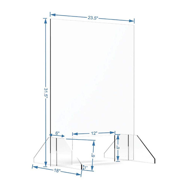 Ability One Protection Screen Partition: 23-1/2" OAW, 31-1/2" OAH, Acrylic & Plastic, Clear APB-0001-M