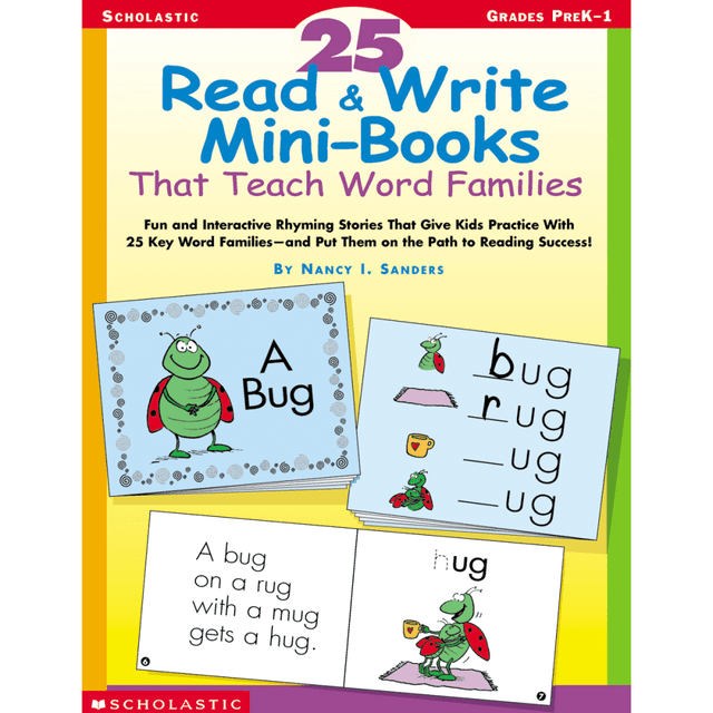 Help children build essential reading skills with this collection of adorable mini-storybooks  Books give students practice reading and writing words from 25 different word families.  Each book uses a few simple rhyming words to tell a lively and funny story.  Includes ready-to-photocopy pages and extension activities.  Ideal for grades Pre K-1.