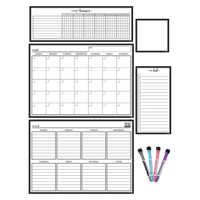 TEACHER CREATED RESOURCES INC. TCR77407 Teacher Created Resources Dry-Erase Magnetic 9-Piece Calendar Set, Black & White