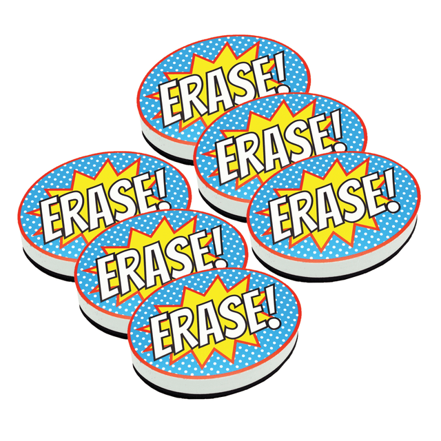 EDUCATORS RESOURCE ASH10051-6 Ashley Productions Magnetic Whiteboard Erasers, Superhero Erase!, Pack Of 6 Erasers EDUCATORS RESOURCE ASH10051-6 Ashley Productions Magnetic Whiteboard Erasers, Superhero Erase!, Pack Of 6 Erasers