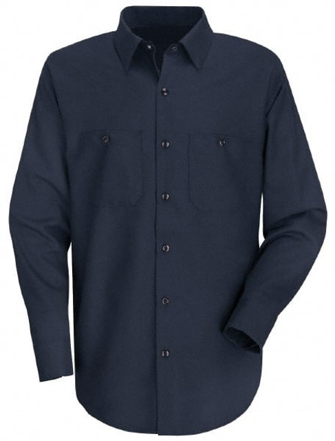 RedKap SP14NV RG XL Work Shirt: General Purpose, X-Large, Cotton, Navy Blue, 2 Pockets