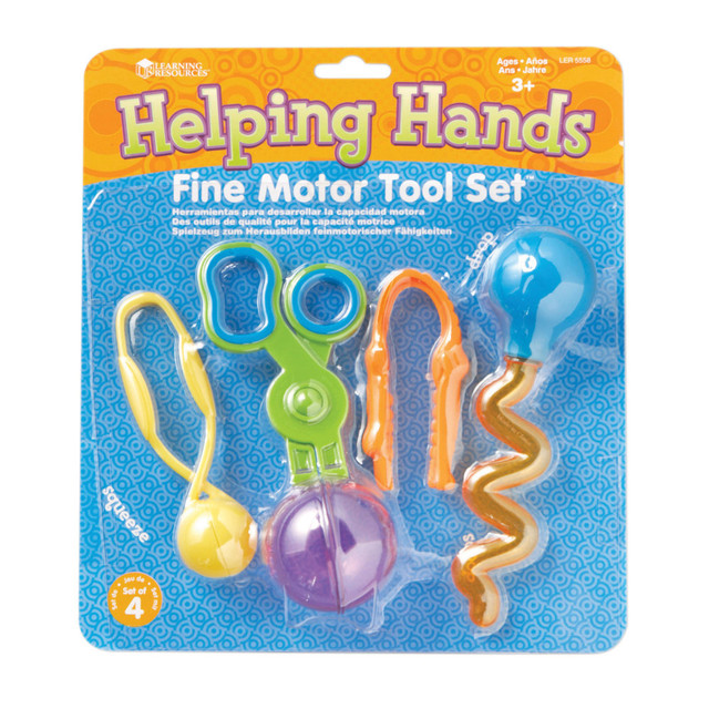 Twist, scoop, squeeze, and build little hand muscles with four of our finest tools!  Help children develop fine-motor and pre-scissor skills and get ready for writing, cutting, and more.  Includes: Gator Grabber Tweezers, Handy Scoopers, Twisty Droppers, Squeezy Tweezers.  Gator Grabber Tweezers measure 4inL, Handy Scoopers measure 6inL, Twisty Droppers measure 6inL, Squeezy Tweezers measure 4.75inL.