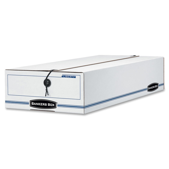 FELLOWES INC. 00002 Bankers Box Liberty Corrugated Storage Boxes, 4 1/4in x 9 1/4in x 23 3/4in, White/Blue, Case Of 12 FELLOWES INC. 00002 Bankers Box Liberty Corrugated Storage Boxes, 4 1/4in x 9 1/4in x 23 3/4in, White/Blue, Case Of 12