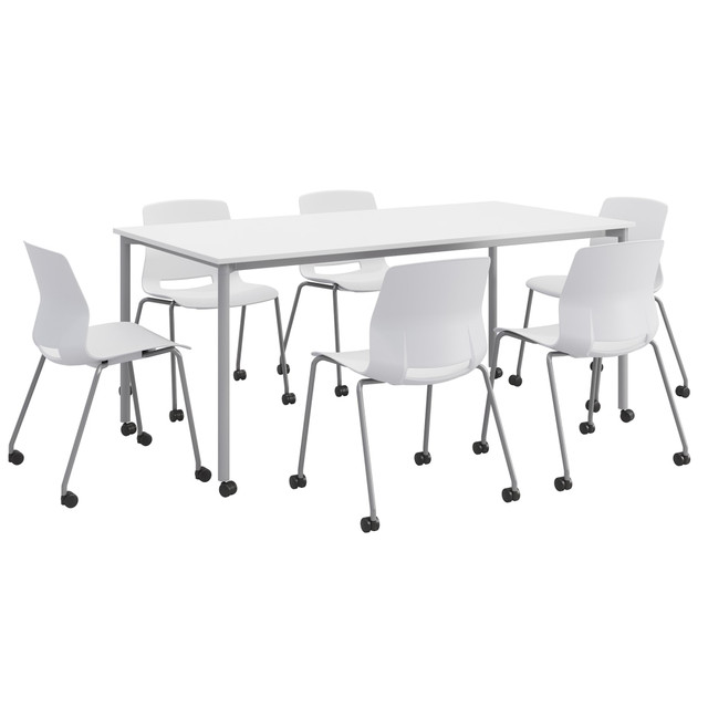 KENTUCKIANA FOAM INC 840031922786 KFI Studios Dailey Table Set With 6 Caster Chairs, White/Gray Table/White Chairs