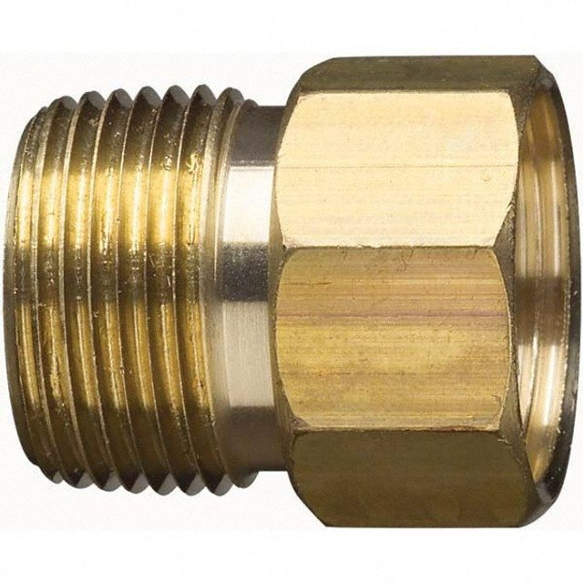 Gilmour 800774-1002 Garden Hose Connector: 0.75" Hose, Female Hose to Male Hose, 3/4" NH x 3/4" NPT, Brass