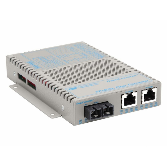 OMNITRON SYSTEMS TECHNOLOGY, INC. Omnitron 9342-0-21  OmniConverter SL 10/100 PoE Ethernet Fiber Media Converter Switch RJ45 SC Multimode 5km - 2 x 10/100BASE-TX; 1 x 100BASE-FX; US AC Powered; Lifetime Warranty