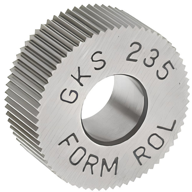 MSC GKS-235 Standard Knurl Wheel: 5/8" Dia, 90 ° Tooth Angle, 35 TPI, Straight, High Speed Steel