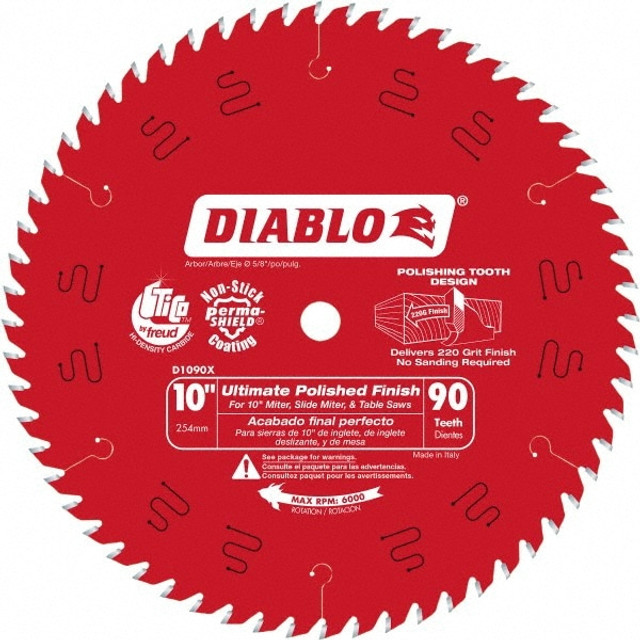 DIABLO D1090X Wet & Dry Cut Saw Blade: 10" Dia, 5/8" Arbor Hole, 0.087" Kerf Width, 90 Teeth