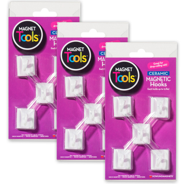 Dowling Magnets DO-735008-3  Ceramic Magnetic Hooks, 5 Per Pack, 3 Packs