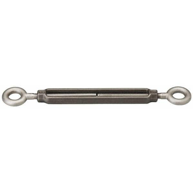 MSC SS10028 3,500 Lb Load Limit, 5/8" Thread Diam, 6" Take Up, Stainless Steel Eye & Eye Turnbuckle