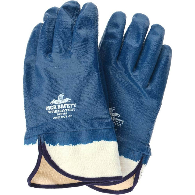 MCR Safety 9761R Chemical Resistant Gloves: Large, 8 mil Thick, Nitrile, Supported