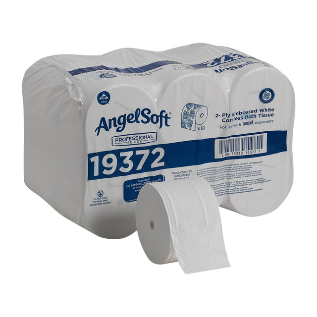 GEORGIA-PACIFIC CORPORATION 19372 Angel Soft by GP PRO Professional Series Compact Coreless Premium Embossed 2-Ply Toilet Paper, 1125 Sheets Per Roll, Pack Of 18 Rolls