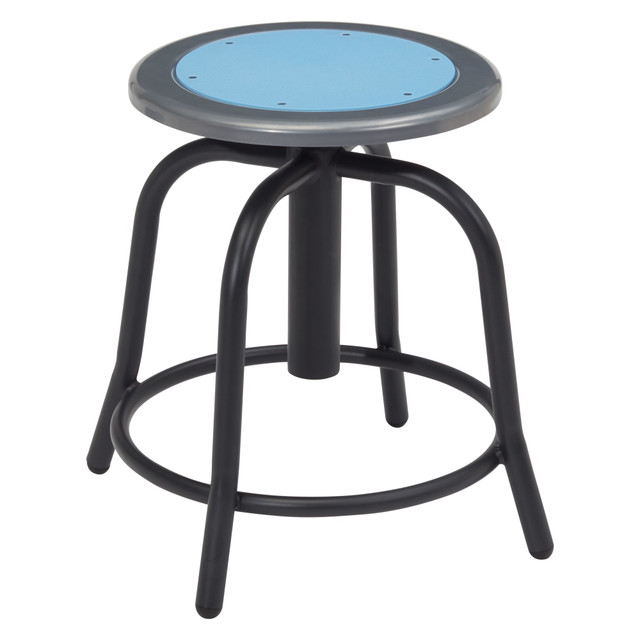 OKLAHOMA SOUND CORPORATION 6805-10/1 National Public Seating 18in - 24in Height Adjustable Swivel Stool, Blueberry Steel Seat, Black Frame