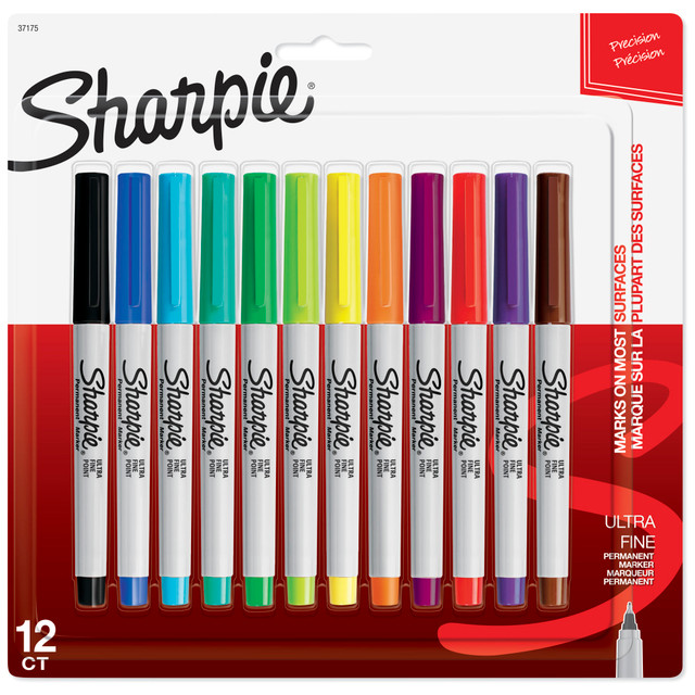 NEWELL BRANDS INC. 37175 Sharpie Permanent Ultra-Fine Point Markers, Assorted Colors, Pack Of 12 Markers NEWELL BRANDS INC. 37175 Sharpie Permanent Ultra-Fine Point Markers, Assorted Colors, Pack Of 12 Markers