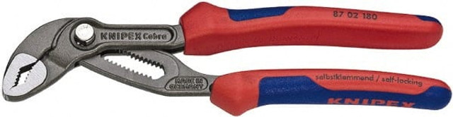 Knipex 87 02 180 Tongue & Groove Plier: 1-1/2" Cutting Capacity, V-Jaw