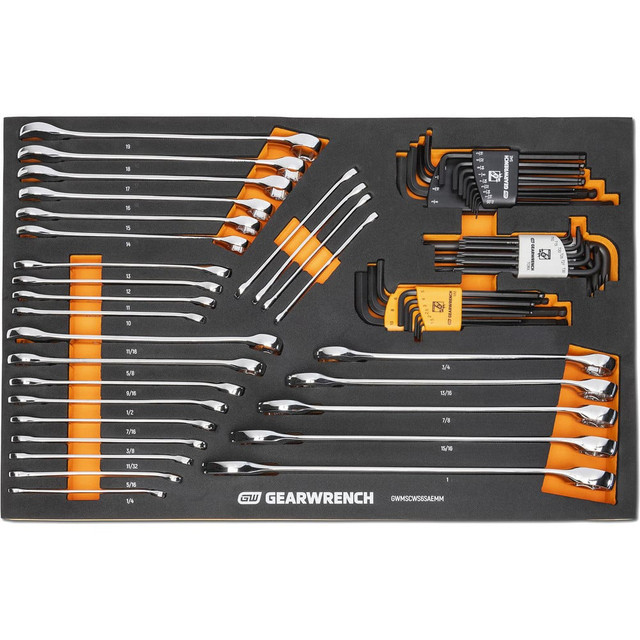 GEARWRENCH GWMSCWS6SAEMM Wrench Sets; System Of Measurement: Inch; Metric ; Size Range: 1/4 in - 1 in ; Container Type: Foam Module ; Material: Alloy Steel ; Non-sparking: No ; Corrosion-resistant: Yes