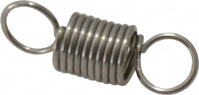 Gardner Spring E21C-SS Extension Spring: 0.312" OD, 4.91 lb Max Load, 1.53" Extended Length, 0.0348" Wire Dia, Cross-Over