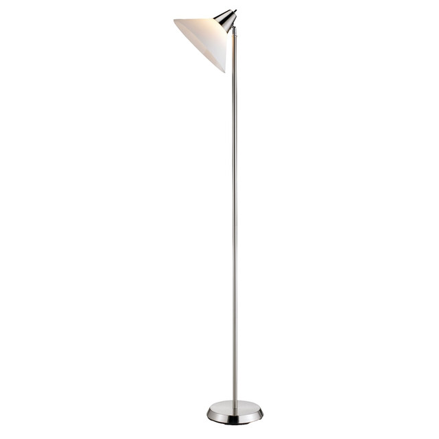 ADESSO INC 3677-22 Adesso Swivel Torchiere Floor Lamp, 71-1/2inH, White Shade/Brushed Steel Base