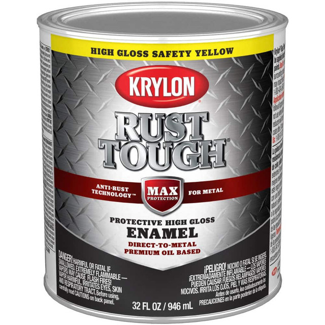 Krylon K09713008 Paints; Product Type: Brush-On; Anti-Rust ; Color Family: Yellow ; Color: Safety Yellow ; Finish: Gloss ; Applicable Material: Metal; Aluminum; Steel ; Indoor/Outdoor: Indoor; Outdoor