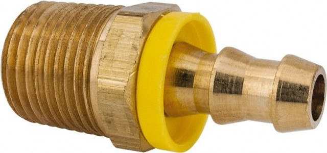 CerroBrass P-301-68 Barbed Push-On Hose Male Connector: 1/2" NPTF, Brass, 3/8" Barb