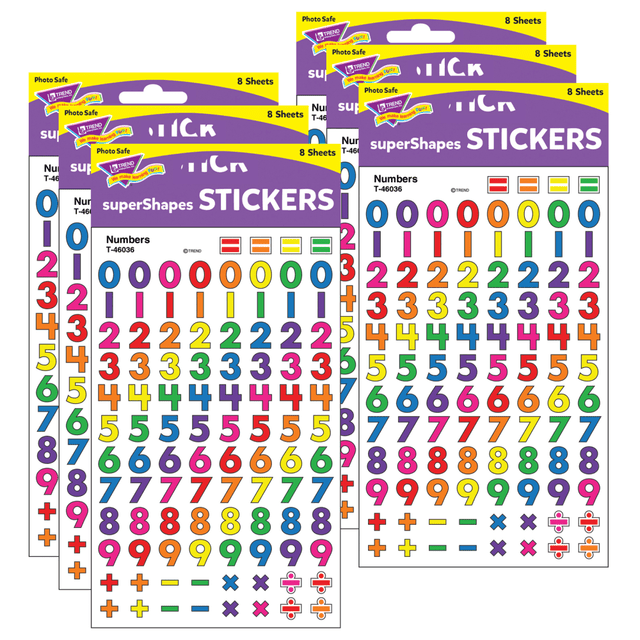 EDUCATORS RESOURCE T-46036-6 Trend superShapes Stickers, Numbers, 800 Stickers Per Pack, Set Of 6 Packs EDUCATORS RESOURCE T-46036-6 Trend superShapes Stickers, Numbers, 800 Stickers Per Pack, Set Of 6 Packs