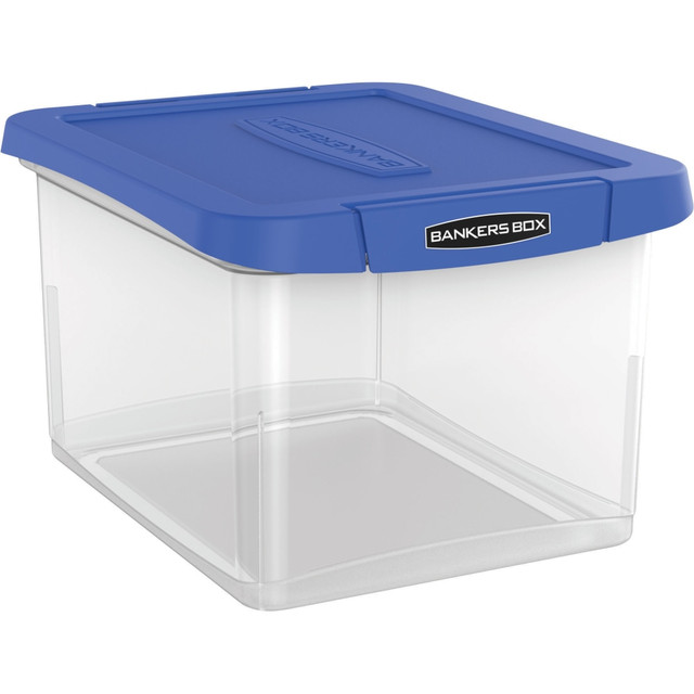 FELLOWES INC. 0086201 Bankers Box Heavy-Duty Portable Storage File Box, Letter/Legal Size, 10 5/8in x 14 3/16in x 17 3/8in, Clear/Blue FELLOWES INC. 0086201 Bankers Box Heavy-Duty Portable Storage File Box, Letter/Legal Size, 10 5/8in x 14 3/16in x 17 3/8in, Clear/Blue