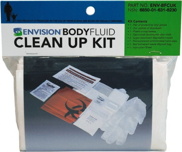 Ability One Body Fluid Clean-Up Kit: 9 Pc, for 1 Person 6850016318230