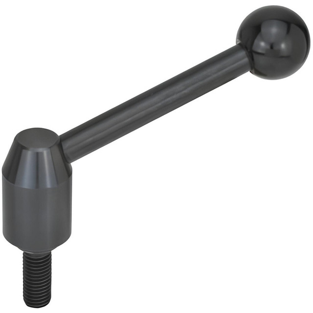 J.W. Winco 8T45A13/E Threaded Stud Adjustable Clamping Handle: 1/2-13 Thread, 3/4" Hub Dia, Steel, Black