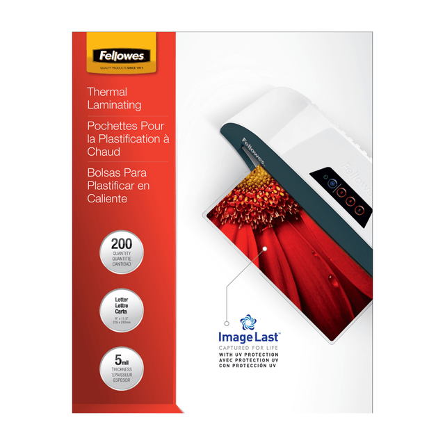 FELLOWES INC. 5245301 Fellowes Thermal Laminating Pouches, 9in x 11-1/2in, Clear, Pack of 200 Pouches FELLOWES INC. 5245301 Fellowes Thermal Laminating Pouches, 9in x 11-1/2in, Clear, Pack of 200 Pouches