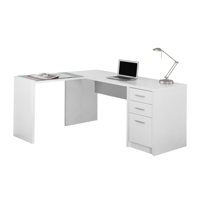 MONARCH PRODUCTS Monarch Specialties I 7136  60inW Corner Desk With 3 Drawers, White