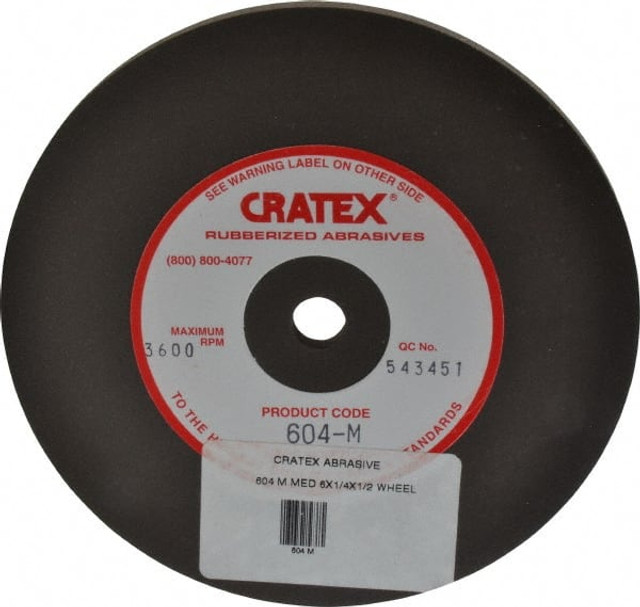 Cratex 604 M Surface Grinding Wheel: 6" Dia, 1/4" Thick, 1/2" Hole