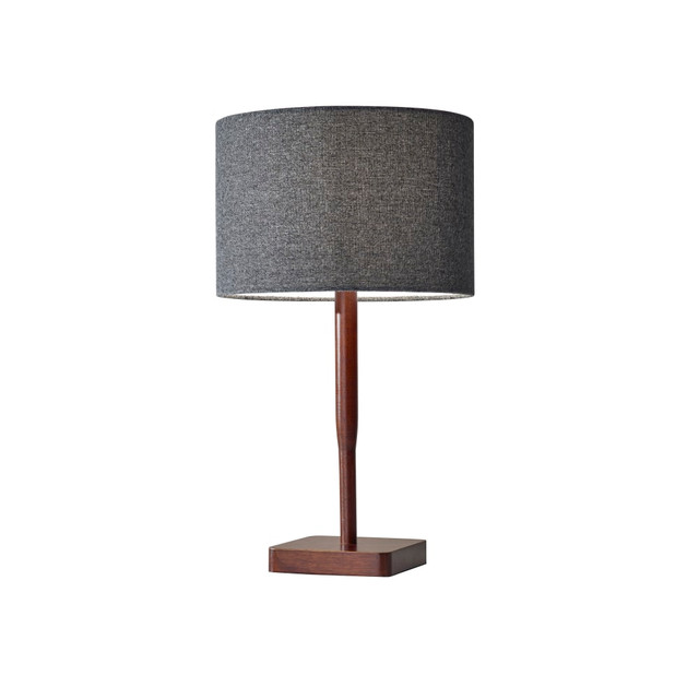 ADESSO INC 4092-15 Adesso Ellis Table Lamp, 21inH, Dark Gray Shade/Walnut Base