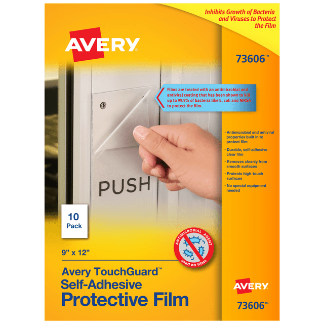 AVERY PRODUCTS CORPORATION 73606 Avery TouchGuard 73606 Protective Film Sheets, 9inH x 12inW, Pack Of 10 Sheets
