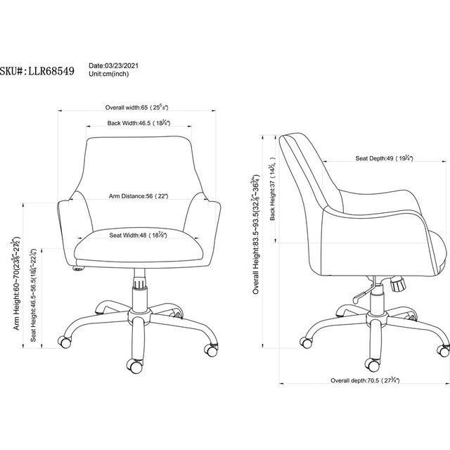 Lorell 68549 Lorell Mid-century Modern Flannel Guest Chair