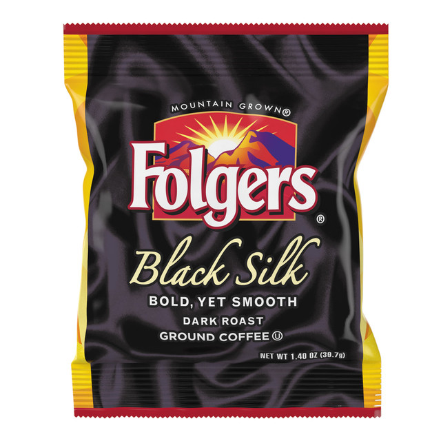 THE J.M. SMUCKER COMPANY Folgers 00019  Black Silk Single-Serve Packs, Dark Roast, 1.4 Oz Per Bag, Carton Of 42